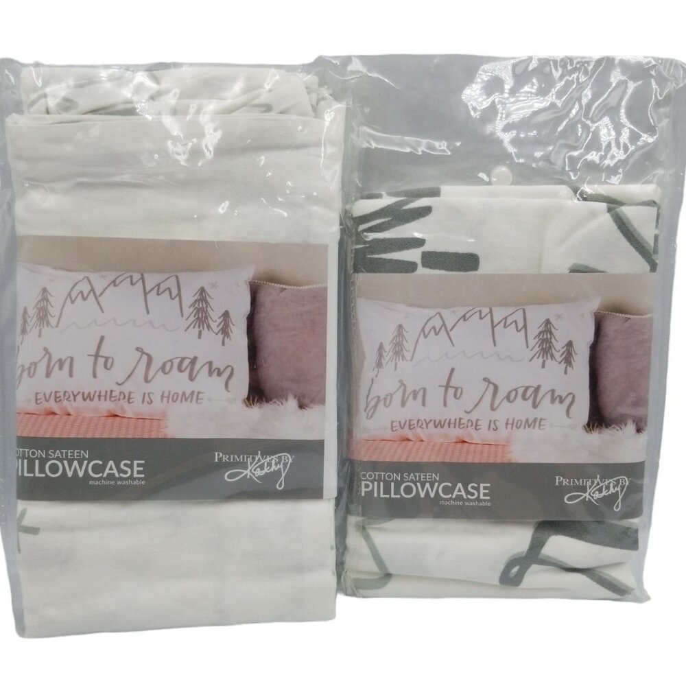 2 Pillowcases Born to Roam Everywhere is Home Primitives Standard Size